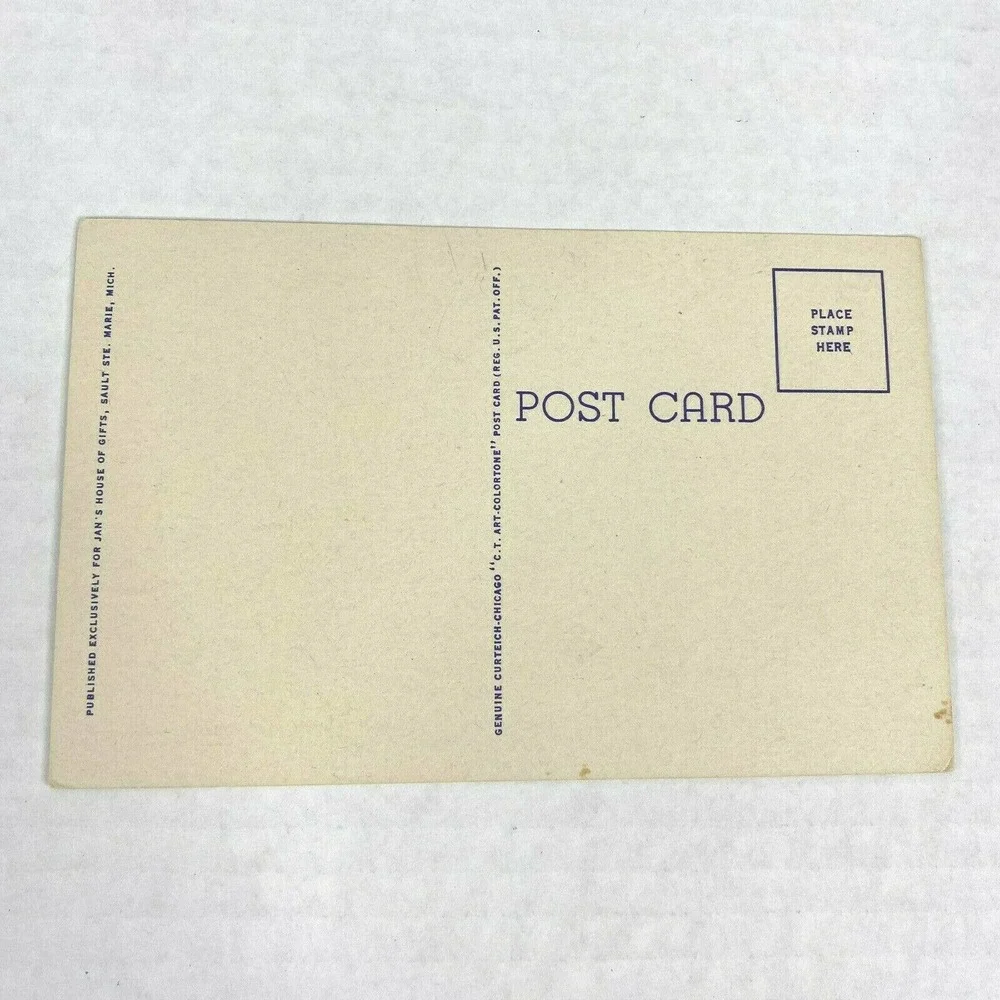 VTG 30s Sabin‎ Lock Sault Sainte Marie MI Postcard